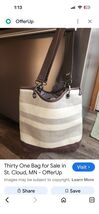 NWOT Thirty-One Bag CANVAS CREW MINI - 133A Taupe Straw Striped - $19.95