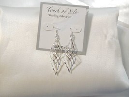 Touch of Silver Sterling Silver Ear Wire Swirled Dangle Drop Earrings Y5... - £13.50 GBP