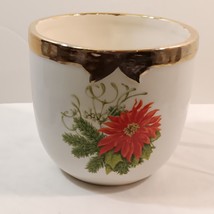 Vintage Off White 3 Panel Christmas Scences Ceramic Vase/ Planter/ Trinket Bowl - £14.33 GBP
