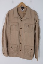 Lands End 44 Khaki Brown 100% Cotton Button-Front Safari-Style Jacket Po... - £27.64 GBP