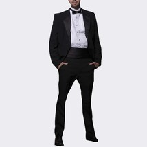Mens Black Notch Collar Tuxedo Jacket, Polyester - £39.25 GBP