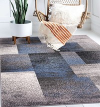 Rugshop Modern Distressed Boxes Area Rug 5&#39; X 7&#39; Blue - £78.88 GBP