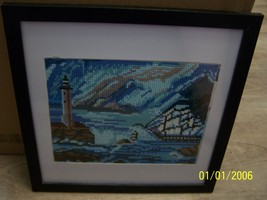 Handcrafted Diamond Art Painting of a Lighthouse with a ship coming in 1... - £31.29 GBP
