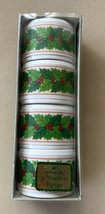 4 Vintage Hallmark Melamine Napkin Rings Christmas Holly Leaves Holiday w/Box - £7.50 GBP