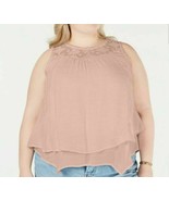 Style &amp; Co Women&#39;s Plus Size Lace-Yoke Crochet-Trim Tiered Top, Crushed ... - $305.44 MXN