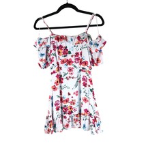 Mi Ami Mini Dress Cold Shoulder Ruffle Floral White S - £4.75 GBP