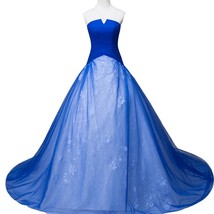 Kivary White and Royal Blue Gothic Bridal Wedding Dresses Floral Lace Inside A L - £125.69 GBP