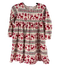Hanna Andersson Girls Nightgown US 10 140CM Red Reindeer Pattern Cotton ... - $19.20