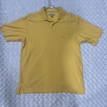 Tommy Bahama Polo Shirt Men's Medium YellowCotton Poly Golf Collared Embroidered - $15.77