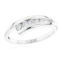 0.47 CT Rond Channel-Ensemble Diamant Bypass Anneau de Mariage 14K Blanc or Sur - $51.45