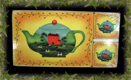 Country Primitive Teapot Saltbox House Hot Pad/Coaster - £6.25 GBP