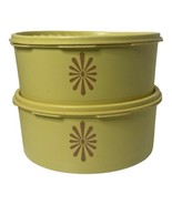 Vintage Tupperware Servalier Stacking Canister Lot of 2 Yellow Gold Retro - £16.07 GBP