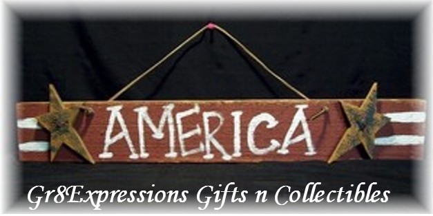PRiMiTiVe Americana Wooden AMERICA Wall Plaque/Sign~NEW - $12.95