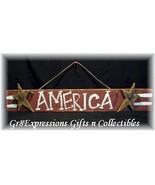 PRiMiTiVe Americana Wooden AMERICA Wall Plaque/Sign~NEW - $12.95