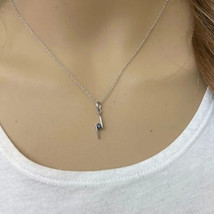 10K White Gold Mini Small Sapphire Pendant Necklace - September Birthstone - £123.98 GBP+