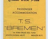 TS Bremen Cruise Deck Plan Passenger Accommodation North German Lloyd 19... - £14.21 GBP