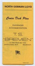 TS Bremen Cruise Deck Plan Passenger Accommodation North German Lloyd 1960&#39;s - £14.24 GBP