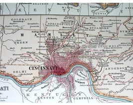 1902 Original Antique Map Of Southern Ohio / Cleveland Cincinnati Inset Maps - £12.52 GBP