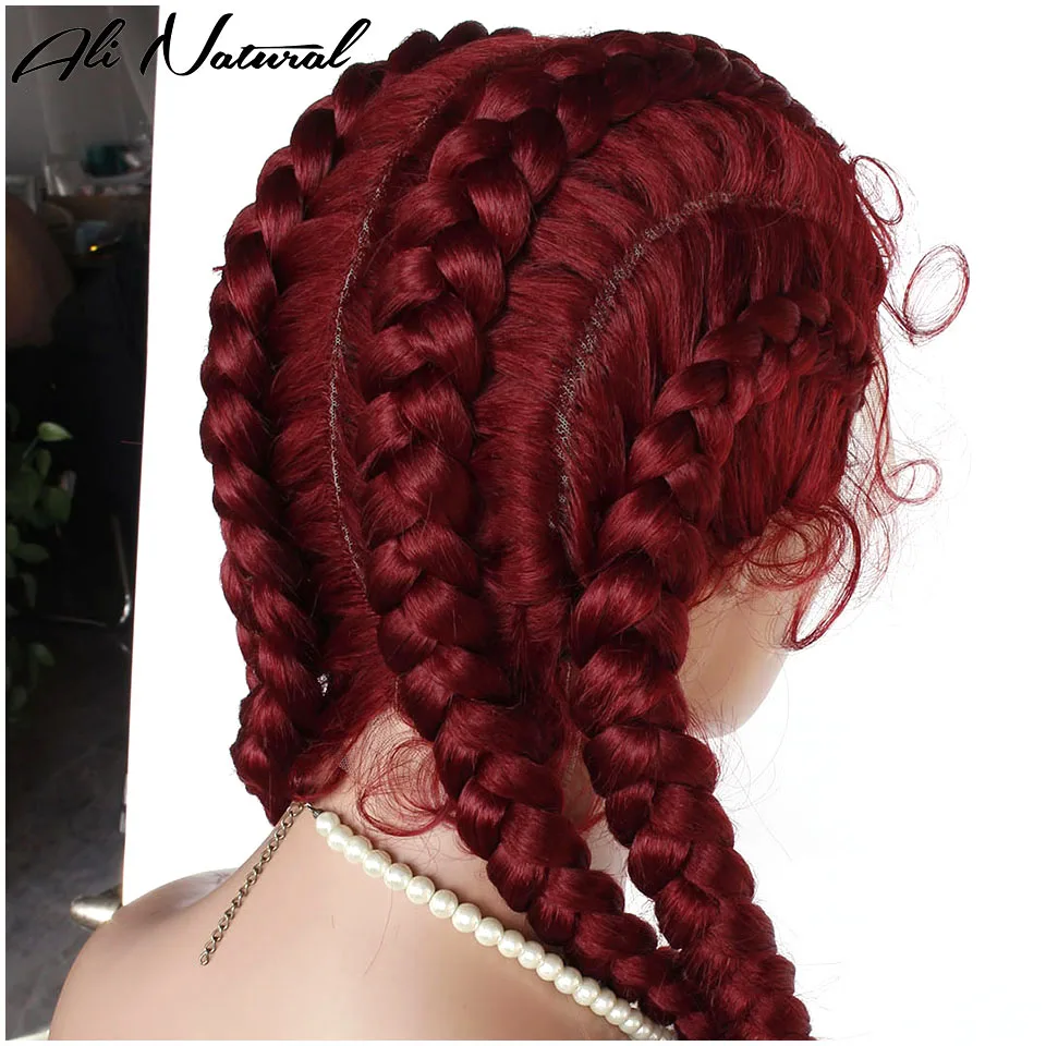 99J Color Box Braids wig African 4 braids Braided 360 Lace Wig For Black Women - £91.33 GBP