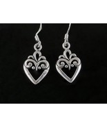 Vintage Celtic Hearts Earrings 925 Silver Gift For Her  Boho Folk Art - £8.96 GBP