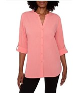Mario Serrani Womens Shirt Pink Long Sleeve Button-Front V-Neck Relaxed ... - €33,49 EUR