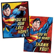 DC Superman Birthday Party Invitations &amp; Thank You Postcards 8 Count New - £5.43 GBP