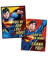 DC Superman Birthday Party Invitations &amp; Thank You Postcards 8 Count New - £5.46 GBP