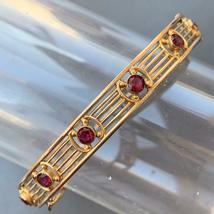 2.2CT Simulated Red Ruby Art Deco Hinged Bangle Bracelet  Gold Plated 925 Silver - £179.64 GBP