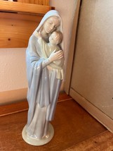 Vintage Beautiful Light Blue &amp; Green Lladro ? Unmarked Porcelain Mother Mary Hol - £30.34 GBP