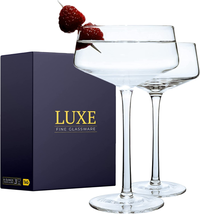 The TAG Store Luxe Martini Glasses Set of 2 | 8Oz Coupe Glass Set | Handblown Cr - £37.99 GBP