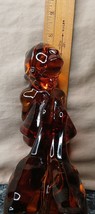 Vintage L. E.  Smith Amber Glass Girl with Geese Figurine 7.5&quot; Heavy Glass - £9.75 GBP