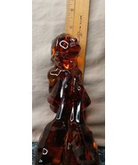 Vintage L. E.  Smith Amber Glass Girl with Geese Figurine 7.5&quot; Heavy Glass - $17.02 CAD