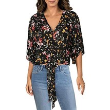 MSRP $34 Polly &amp; Esther Womens Juniors Tie-Front Floral Crop Top Size Small - £11.79 GBP