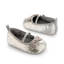 Carter&#39;s Girls Soft Sole Mary Jane Dress Crib Shoe Glitter Silver 0-3 Re... - $14.84