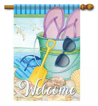 Beach Afternoon Summer House Flag - 2 Sided Message, 28&quot; x 40&quot; - £21.99 GBP