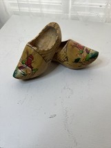 VTG Holland Dutch Hand Carved Wooden Wood Clogs Shoes Country Windmill Pictures - £8.67 GBP