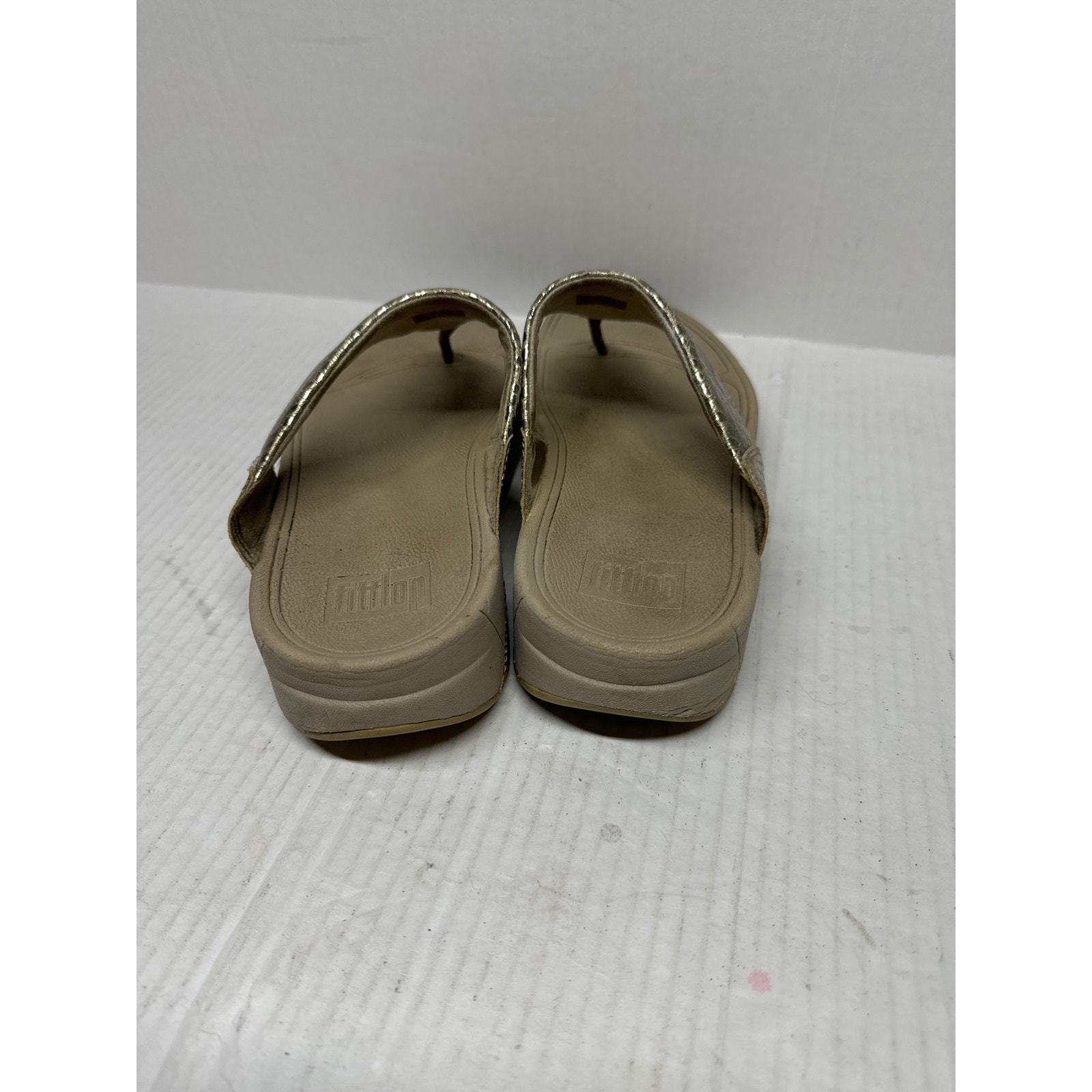 Fitflop Lulu Snake Skin Slide Sandal Casual Womens 560-308 Gold Tan Size 8 Item image 3