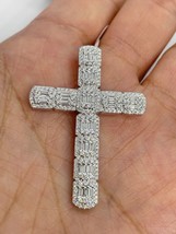 5Ct Baguette Cut Lab-Created Diamond Cross Pendant 14k White Gold Plated... - $233.74