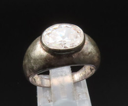 925 Sterling Silver - Vintage Cubic Zirconia Rustic Dome Ring Sz 7 - RG25229 - £26.75 GBP