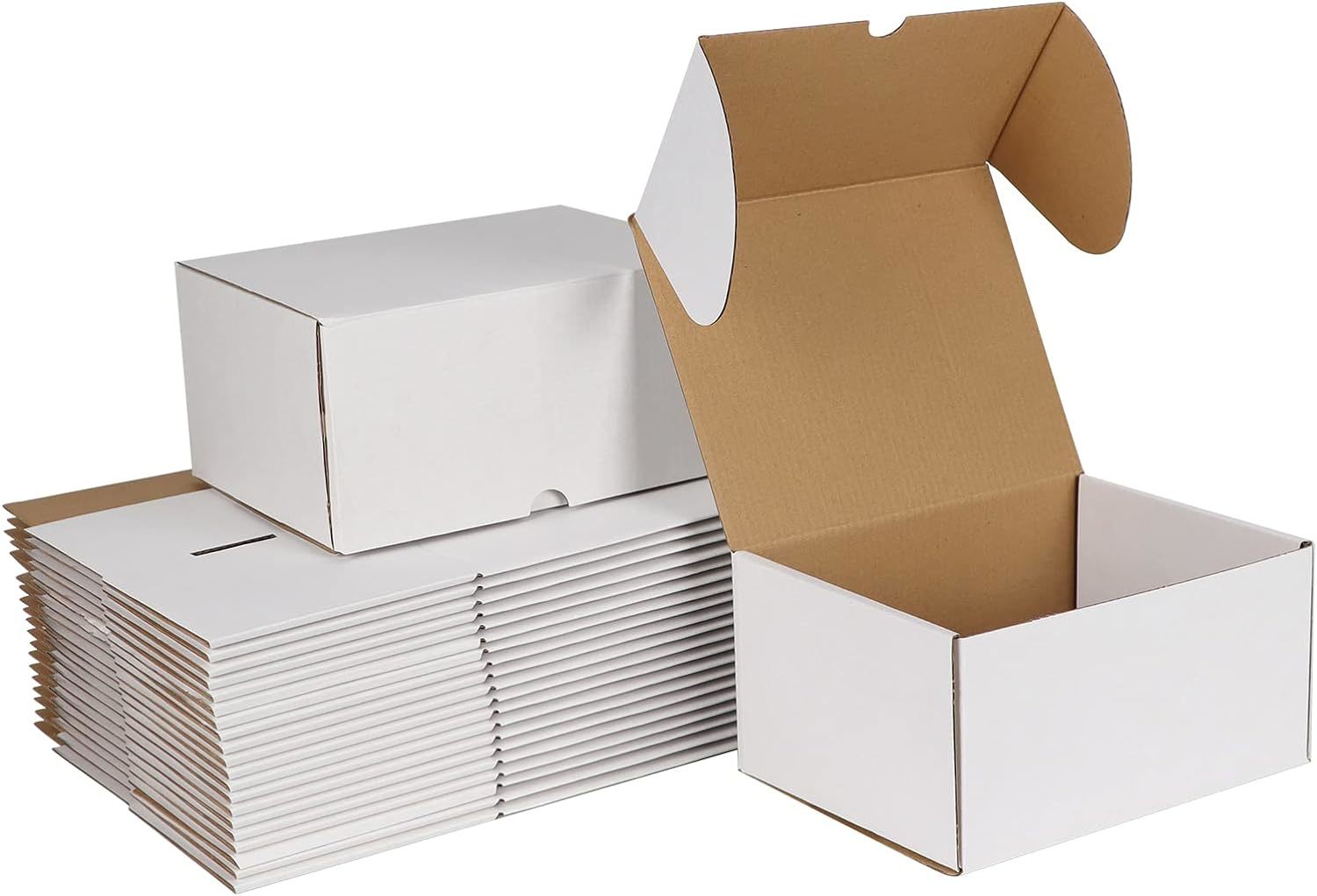 Zbeivan 8X6X4 White Shipping Boxes Set Of 25, Corrugated Cardboard Maile... - $38.99