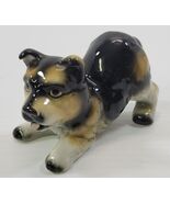 *B4)Vintage Lefton Black Brown Collie Terrier Puppy Dog Porcelain Figuri... - $24.74