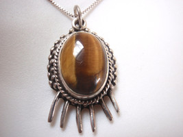 Tiger Eye 925 Sterling Silver Oval Pendant with very nice eye effect - £9.34 GBP