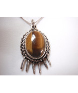 Tiger Eye 925 Sterling Silver Oval Pendant with very nice eye effect - £9.37 GBP
