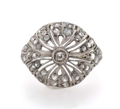 Platinum Rose and Mine Cut Genuine Natural Diamond Ring (#J5552) - £866.38 GBP