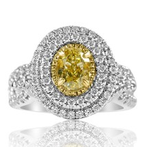 Proposal GIA Certified 1.96Ct Oval Yellow Diamond Engagement Ring 14k White Gold - $5,345.01