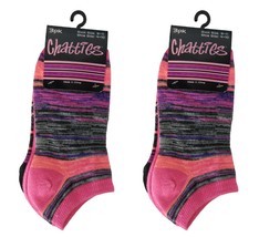 LOT OF 2 Chatties Women&#39;s 3 Pair Low Cut Assorted Ankle Socks - BLACK/PINK - £7.82 GBP