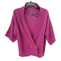 Purple Short Sleeve Open Front Cardigan Sweater with Buttons Size Medium - $19.80