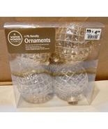 Christmas Ornaments 4pk Gold Glitter 3 1/2&quot; Clear Squares Winter Wonder ... - £3.84 GBP
