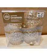 Christmas Ornaments 4pk Gold Glitter 3 1/2&quot; Clear Squares Winter Wonder ... - $6.64 CAD