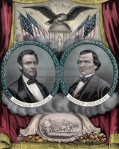 President Abraham Lincoln &amp; Andrew Johnson Campaign Flyer Patriotic 5X7 Photo - £7.12 GBP